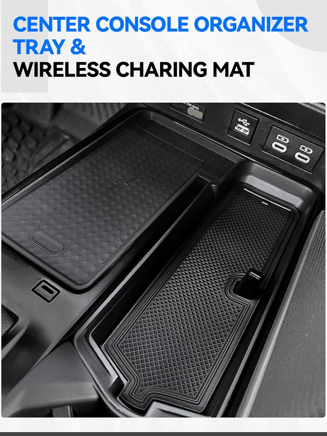 ELECFRESH 4PCS Center Console Organizer Tray for 2025 2026 Toyota Camry Accessories, Armrest Storage Box, Cup Holder, Wireless Charging Mat for Toyota Camry