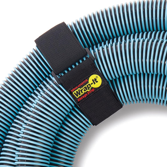Super-Stretch Wrap-It Storage Straps - 24" (4 Pack) Black - Elastic Hook and Loop Cinch Straps fir Garden and Pool Hose Storage