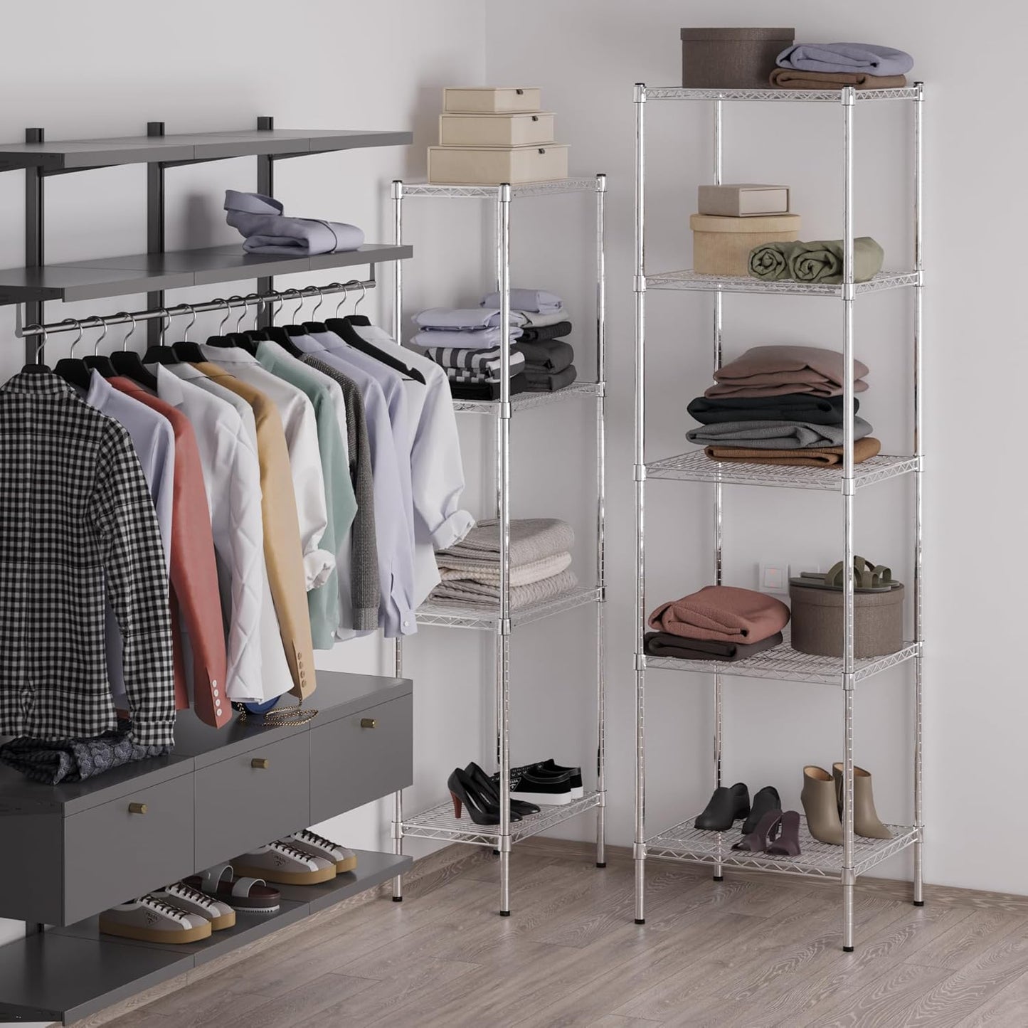21" Deep x 24" Wide x 86" Height Wire Shelving Kit | 5-Tier | NSF Commercial Storage Rack Unit