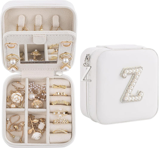 Birthday Gifts For Women with Initial Jewelry Box, Travel Case for Ladies, Graduation & Bridesmaid Gifts