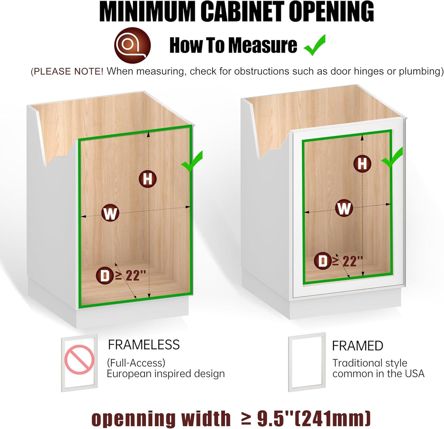2-Tier Individual Cabinet Pull Out Shelves (9" W x 22" D), Slide Out Kitchen Panty Narrow Cabinet Storage Sliding Shelves