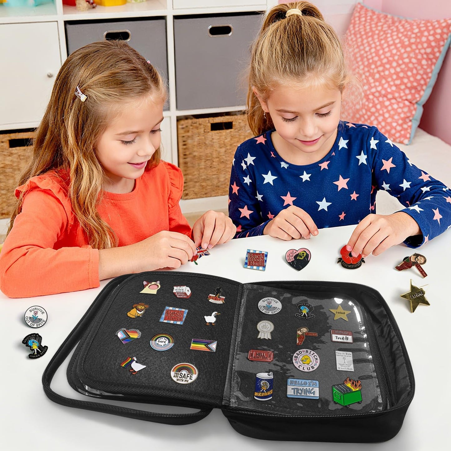 FR Multi-Function Enamel Pin Display Book, Detachable Binder Pin Bag