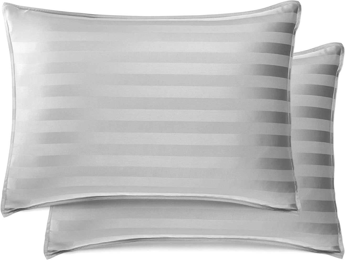 King Pillowcases by Pure Bamboo, Genuine 100% Organic Viscose Derived from Bamboo, Luxuriously Soft & Cooling, Double Stitching, Envelope Closure (2 King Pillowcases, Jacquard Silver)