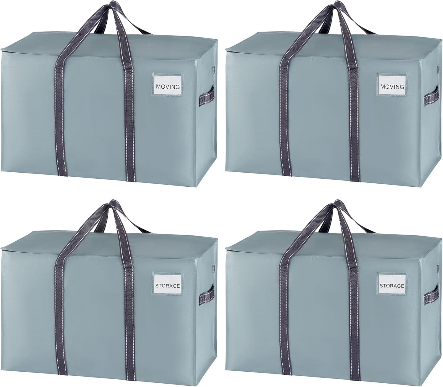 VENO 4 Pack Moving Bags and Large Christmas Storage Bins with lids. Alternative to Moving Boxes, Packing Supplies for College. Extra Large Heavy Duty Totes for Packaging (Light Blue Matte, 4 Pack)