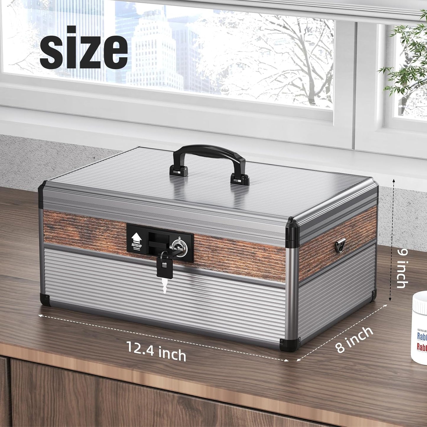 Glosen Medicine Lock Box,locking medicine box, Security Lock Boxes【Extra Large16*10 * 7.5 Inch】 lock box, First Aid Key Safe Box,Lock Box for Medication