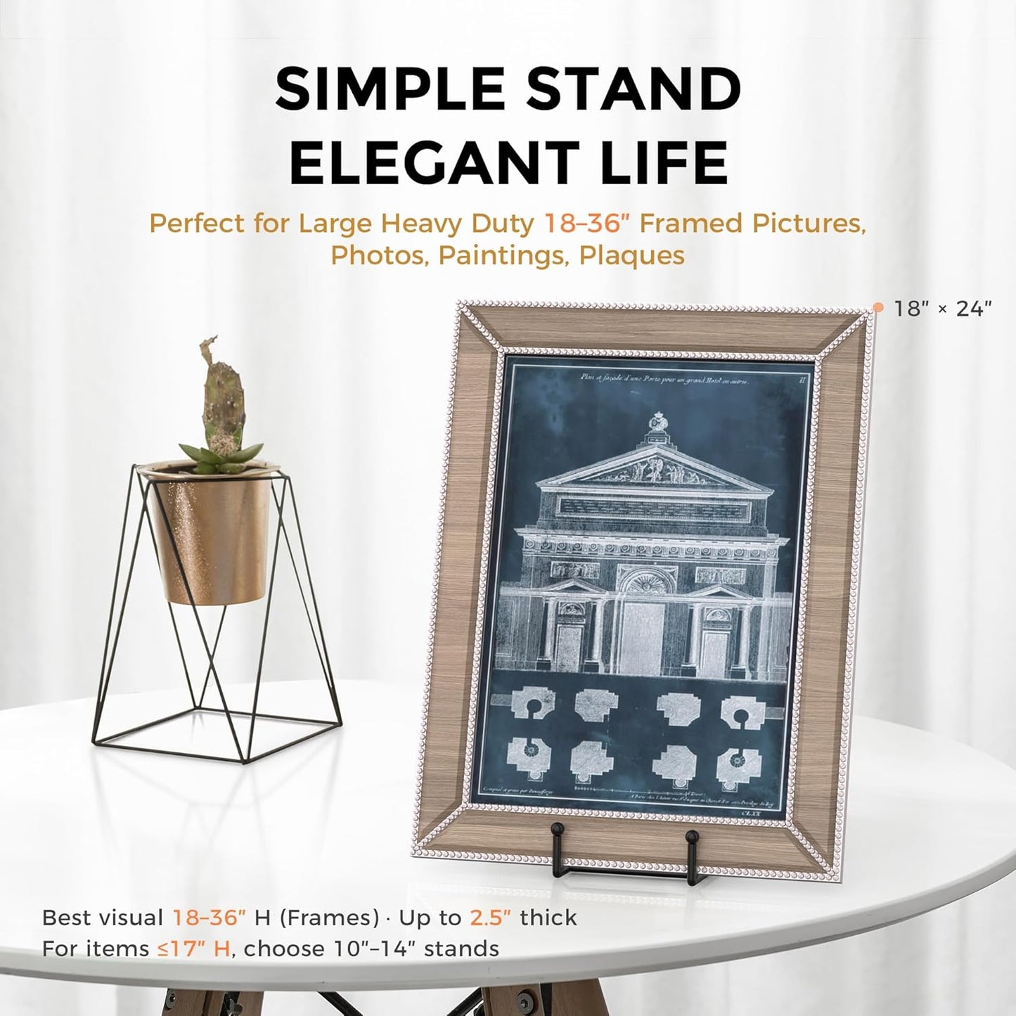 TR-LIFE 16 Inch Heavy Duty Plate Stand (2 Pack) - Metal Display Easel for Large Plates, Picture Frames, Signs, Posters, and Decorative Platters