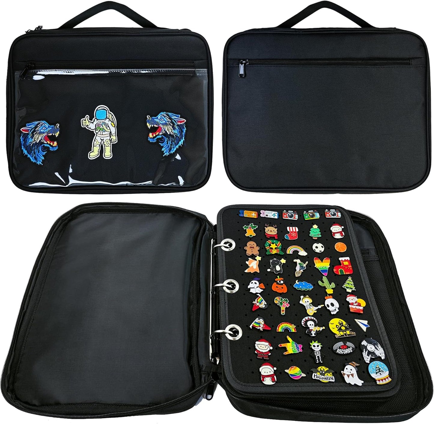 Black 6 Binder Enamel Pin Display Bag,Pin Books For Collectors,Pins Board Storage Organization Box Can Holds Pins, Brooches,Paper Clips,Sports medal.(Black 6 Binder,Without Accessories)