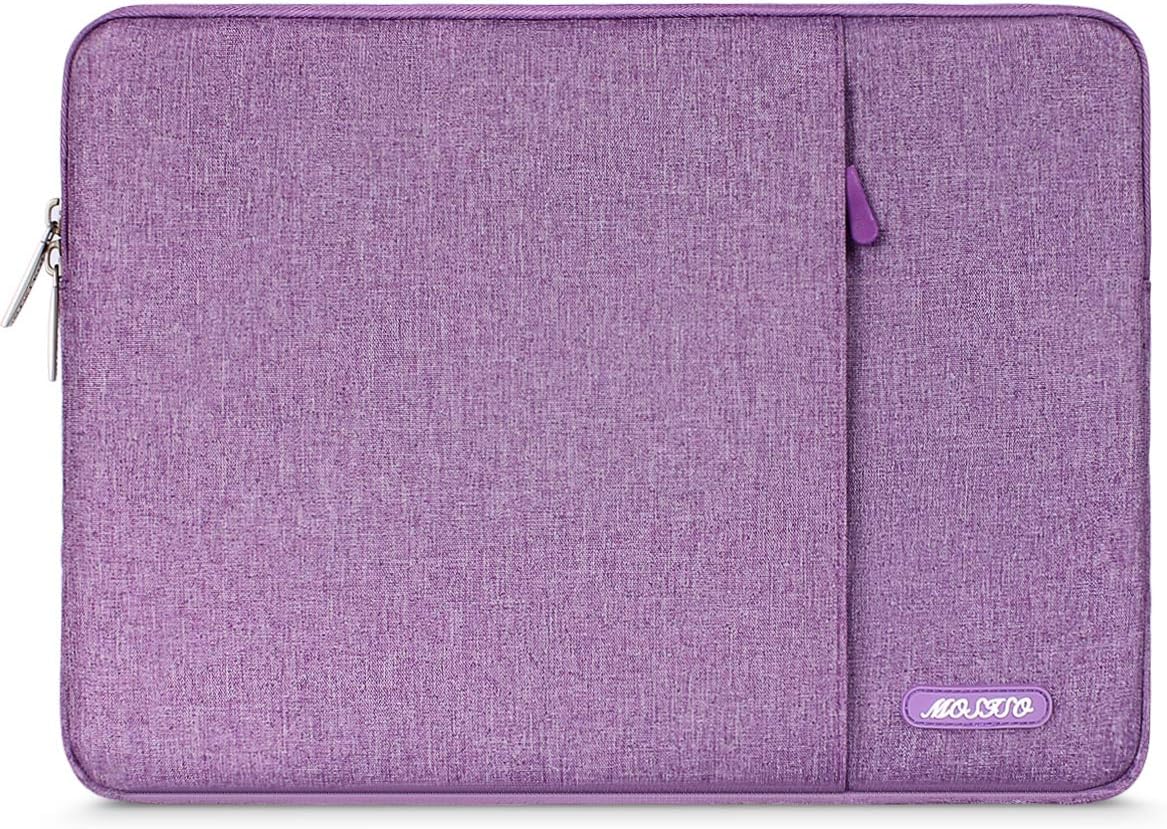 MOSISO Laptop Case 13.3 inch, 13-13.3 inch Laptop Sleeve Compatible with MacBook Air/Pro 13/Pro 14 M5 M4 M3 M2 M1, HP Dell ASUS Lenovo,Polyester Vertical Computer Sleeve Bag with Pocket, Light Violet