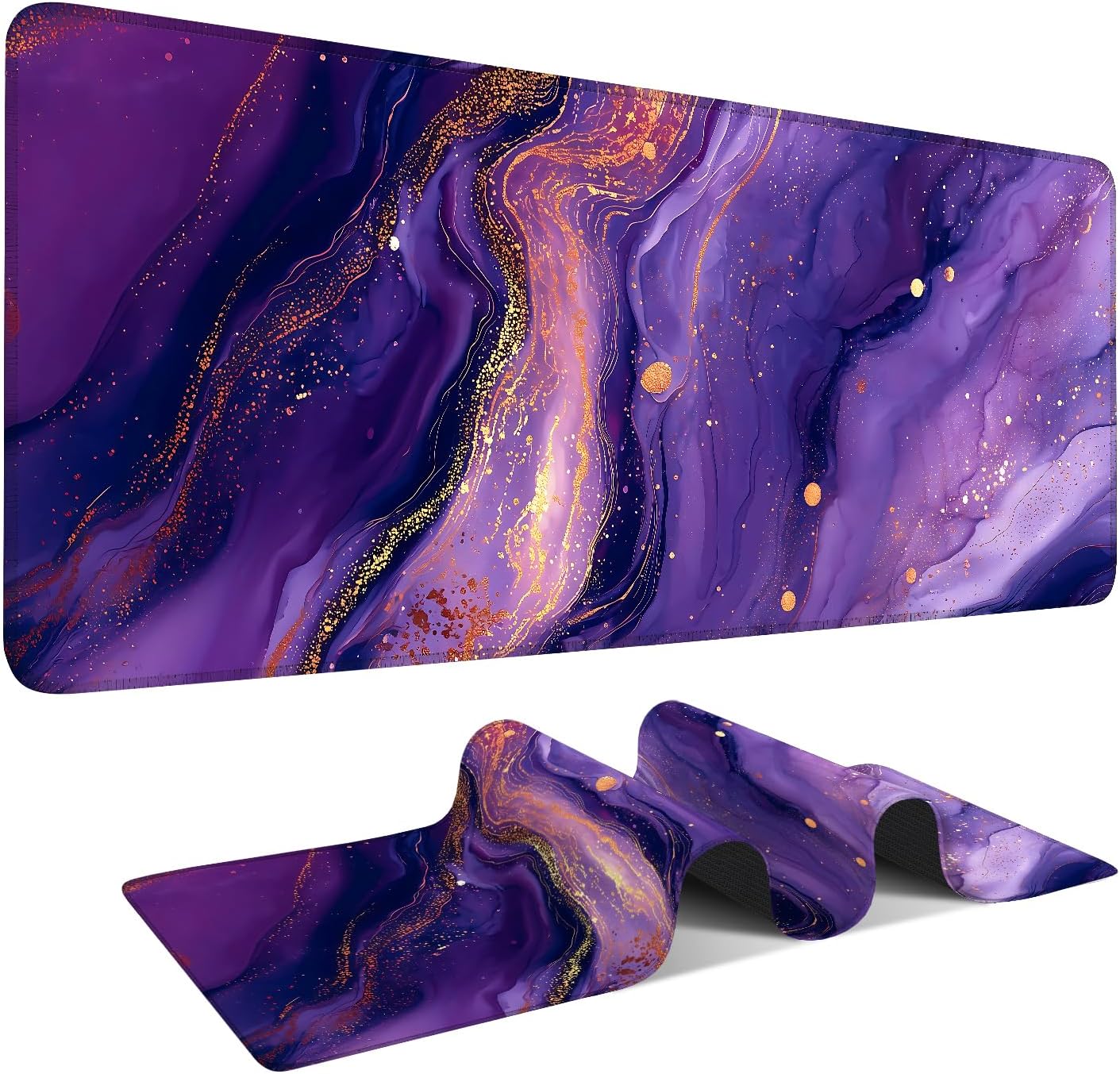 Purple Gaming Mouse Pad 31.5"x11.8"Desk Mat Anti-Slip Rubber Base & Durable Stitched Edges for Gamers Smooth Mouse Writing Surface for Desk Office/Home