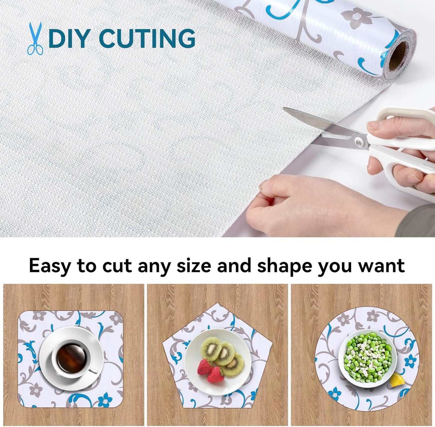 2 Rolls 12" W x 120" L Floral Drawer and Shelf Liner for Cabinets, Non-Adhesive Strong Grip Non-Slip Flower Shelf Cabinet Kitchen Shelf Liners for Kitchen Cabinets