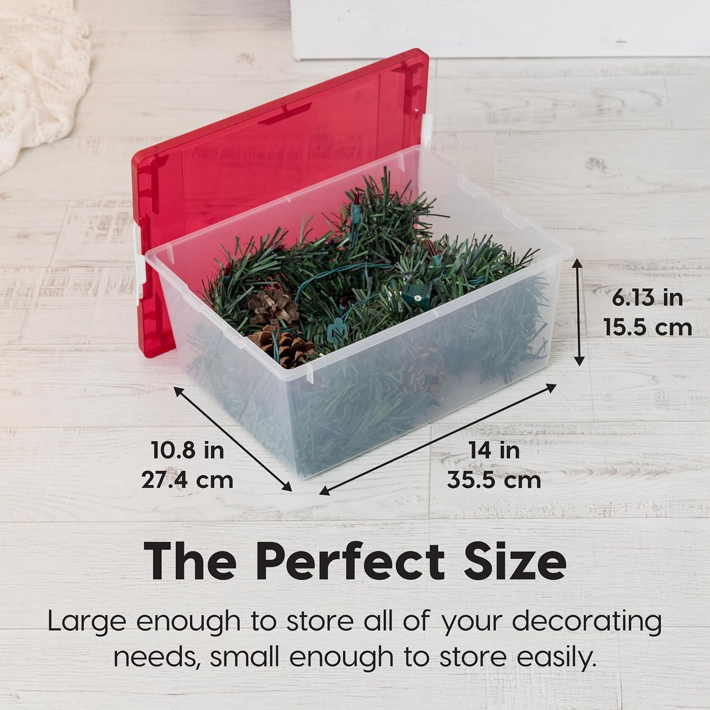 IRIS USA 12 Qt. Plastic Storage Bins Containers with Lids, 4 Pack, Sensory Bin, Craft Storage, Craft Organizers and Storage, Organizing Container for Home, Office School Supplies, Stackable, Clear/Red
