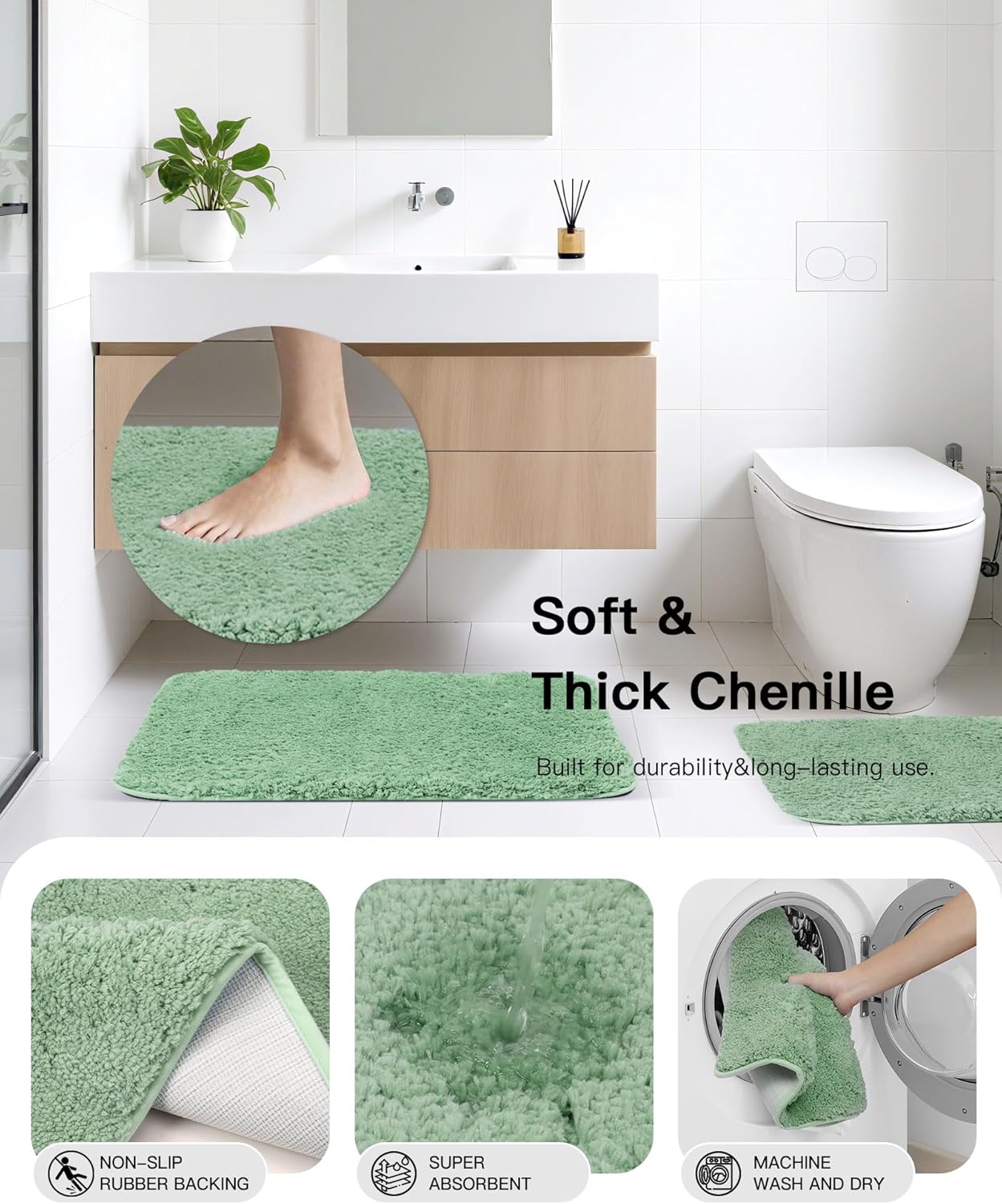Bathroom Accessories Set,Green Bathroom Set,24 Pieces Bathroom Accessory Set with Shower Curtain,Trash Can for Bathroom Accessories Décor and Home Gifts