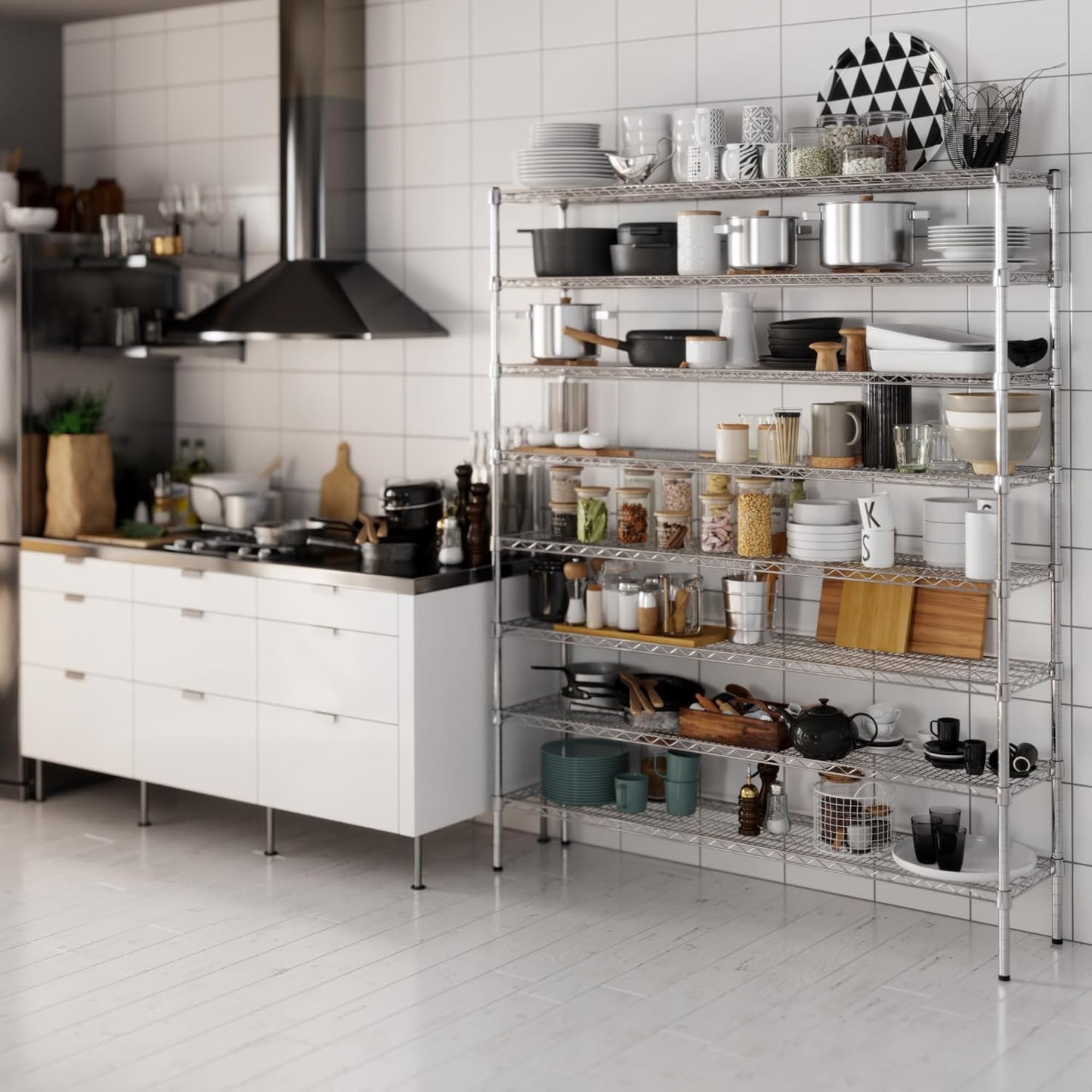 14" Deep x 60" Wide x 74" Height Wire Shelving Kit | 8-Tier | NSF Commercial Storage Rack Unit