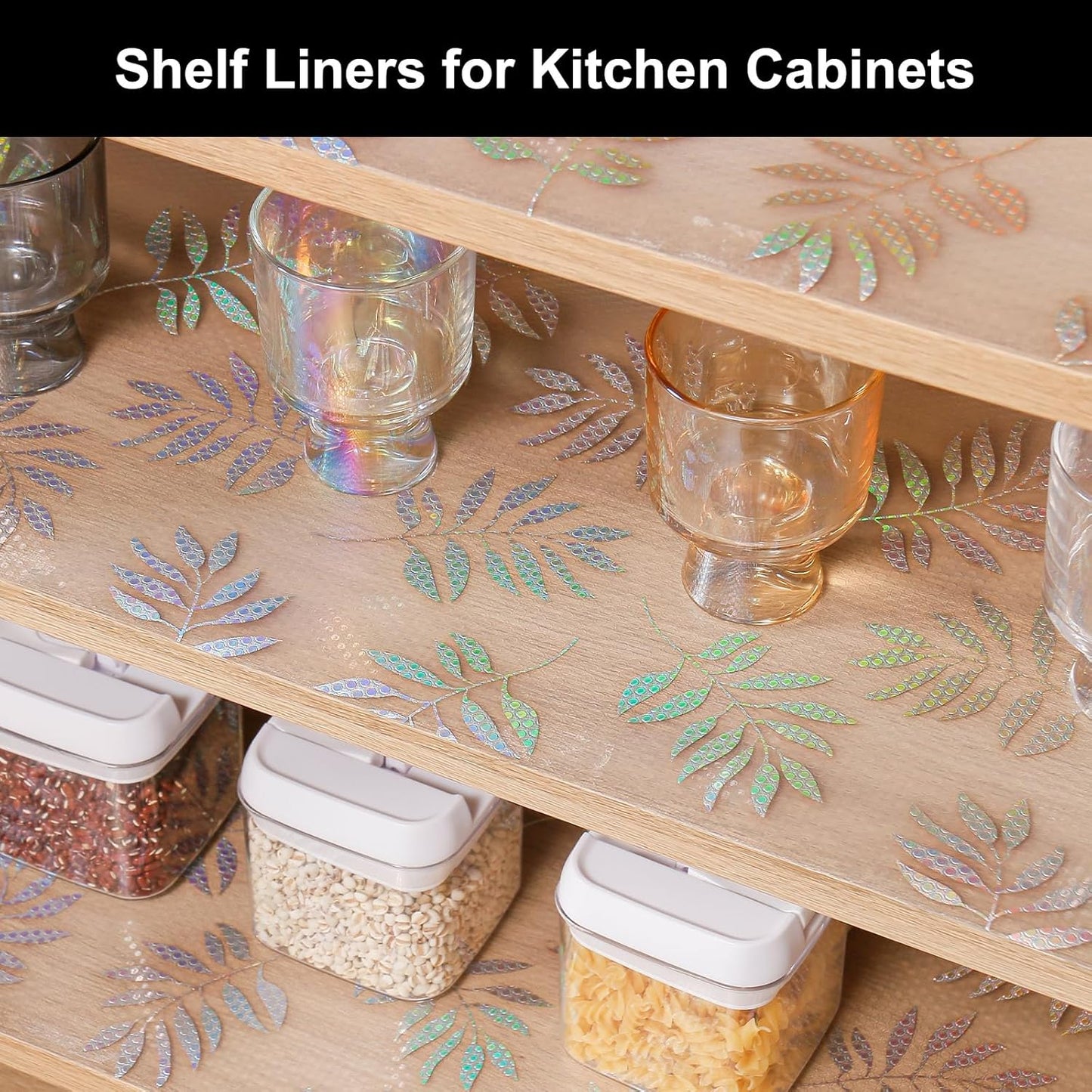 Cooyes Shelf Liner – Premium Non-Adhesive Cabinet & Drawer Liner for Kitchen – Waterproof Shelf Paper with Modern Pattern – Durable EVA Cabinet Mat – Easy to Cut （17.5" W x 78.7" L）