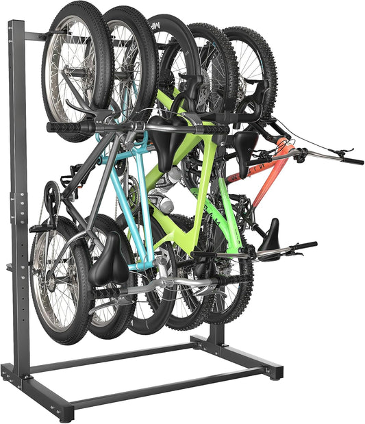 EVERHANGER Freestanding Bike Rack, Vertical Bike Rack Stand for Garage, Bicycle Storage Organizer, Holds Up to 5 Bikes