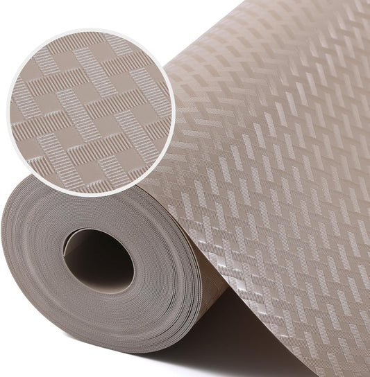 Beige Shelf Liners for Kitchen Cabinets Refrigerator Liners Waterproof & Oil-Proof Kitchen Cupboard Liner Drawer Mats EVA Material Non Adhesive Fridge Liner for Shelves 17.5 x 157.4 Inches