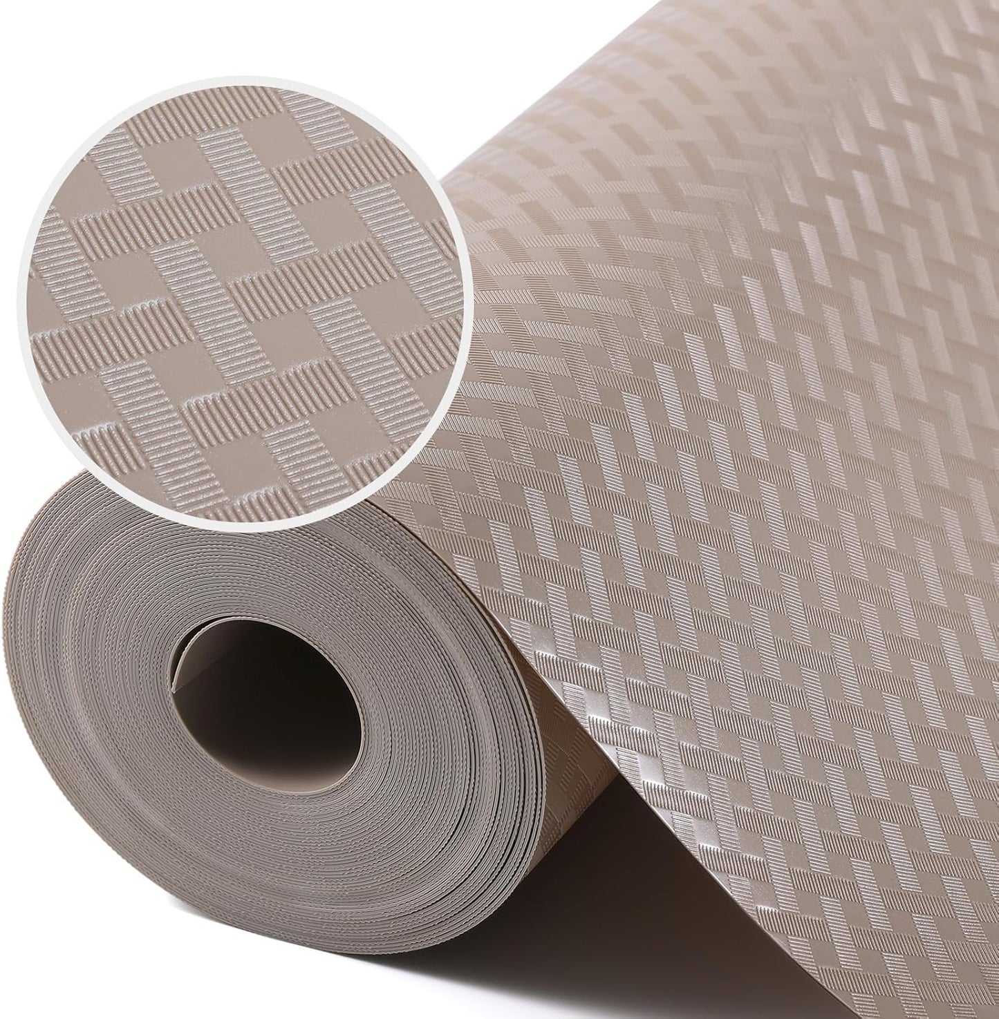 Shelf Liners for Kitchen Cabinets, Waterproof and Oil-Proof Kitchen Cupboard Liner, Refrigerator Liners and Plastic Drawer Mats EVA Non Adhesive Shelves, Fridge - Beige 17.5 x 236.2 Inches x 2 Rolls