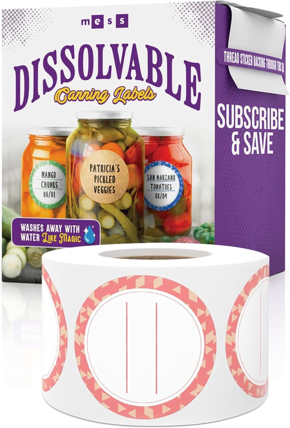 Canning Labels Dissolvable Stickers for Mason Jars and More (2" Round 200/roll) Canning Supplies Washes Off in Seconds Like Magic - Jar Labels Homemade Jam, Jelly, and More (Coral)