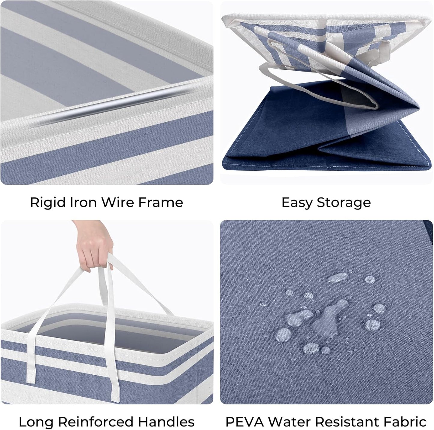 HomeHacks 2 Pack Large Laundry Baskets, Waterproof, Freestanding Laundry Hampers, Collapsible Clothes Hamper with Reinforced Handles in Laundry, College Dorm, Bathroom, Bedroom (Blue+Pink, 125Lx2)