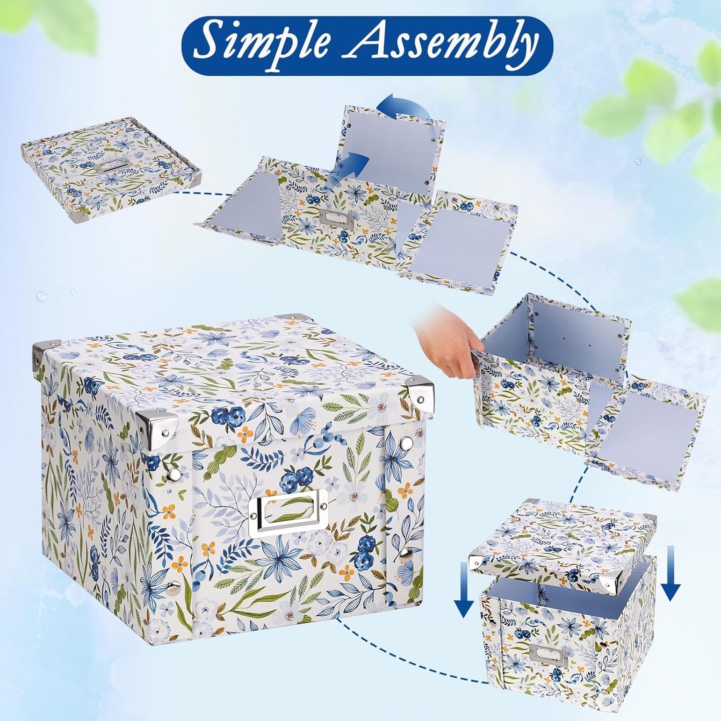 2 Pack Collapsible Greeting Card Storage Box Organizer with 16 Dividers and Sticker Greeting Card Keeper for 6x8 Holiday Birthday Photos Recipes Envelopes