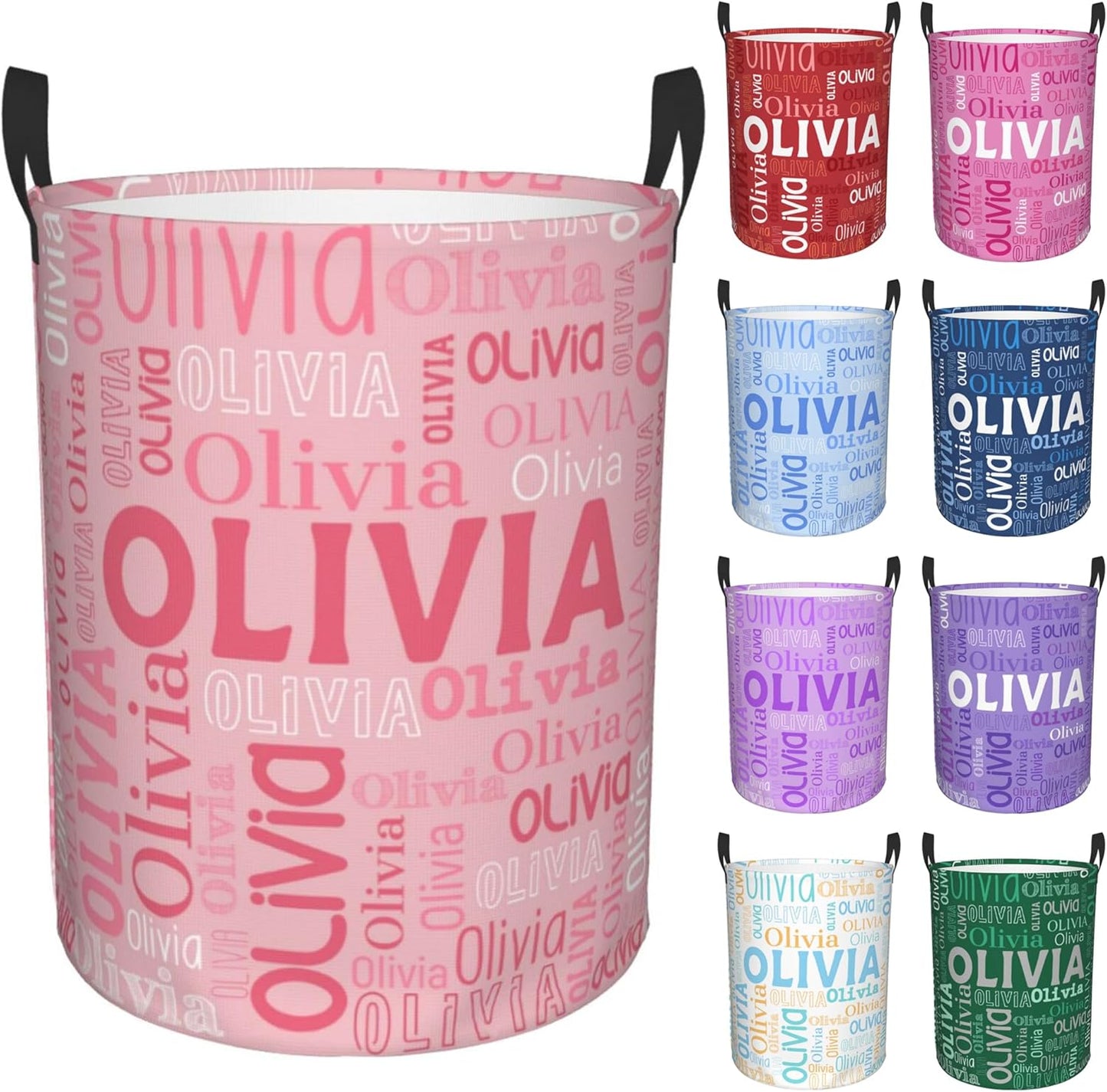 Custom Name Laundry Hamper, Personalized Laundry Basket with Name for Boys Girls Kids Men Women, Customized Name Dirty Clothes Basket Gifts for Clothes Toy Bathroom Bedroom Laundry Room Dorm