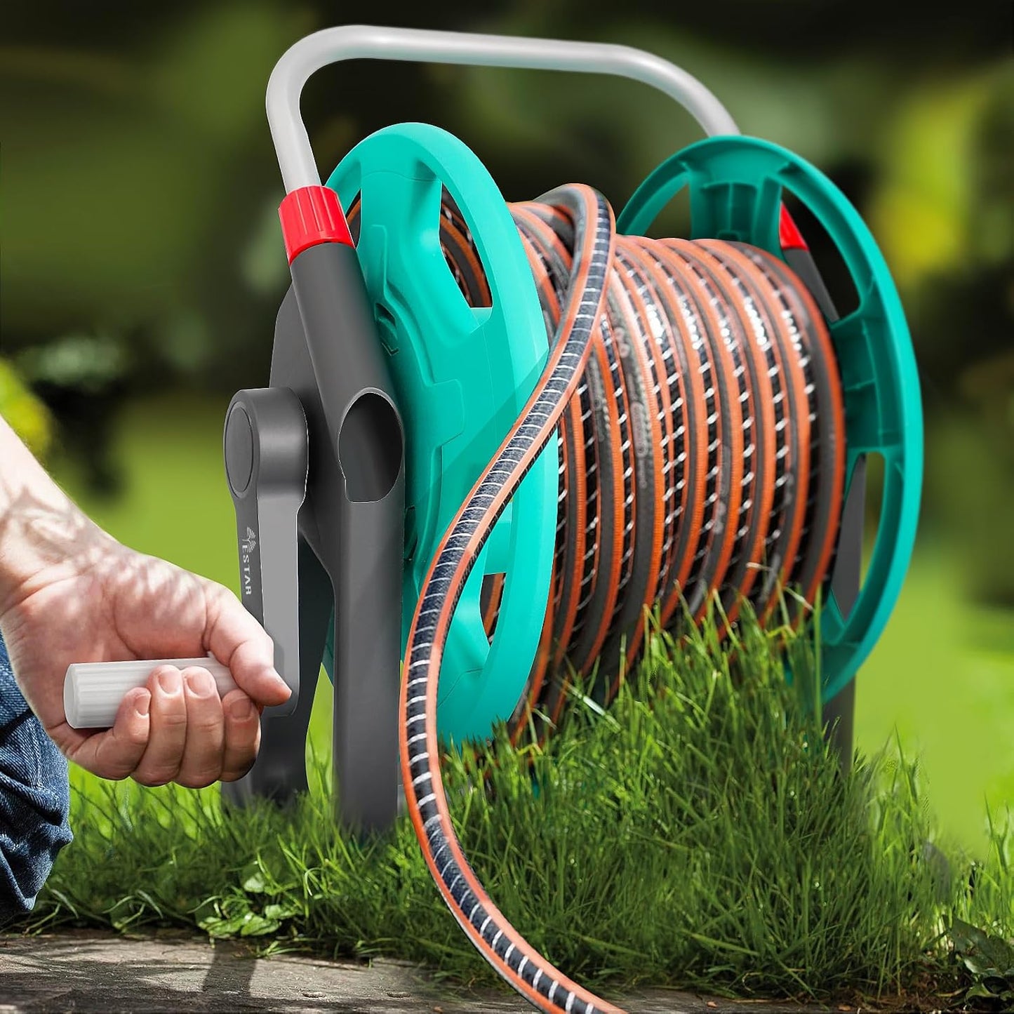 Garden Water Hose Reel Cart,Holds 50-60 Ft of 5/8 Inch Hose, Portable Hose Pipe Holder for Outside