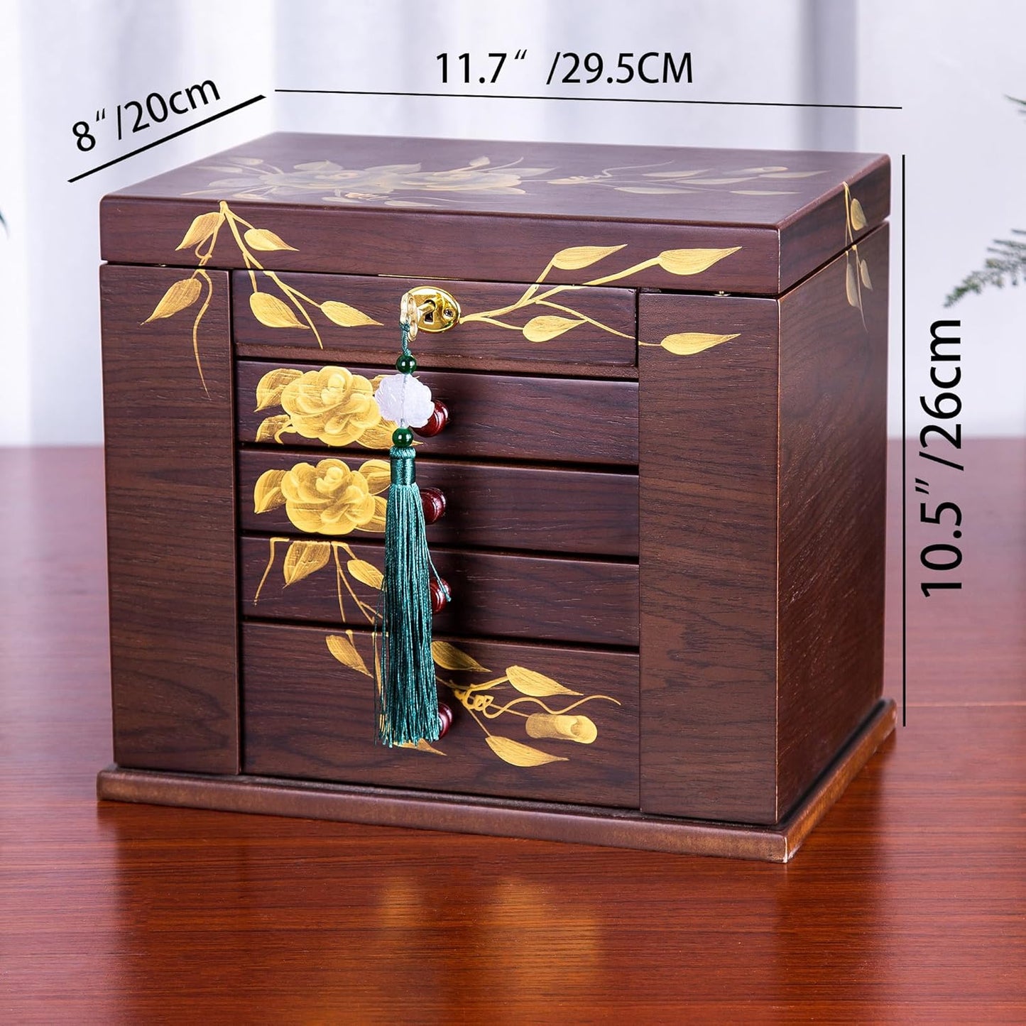 Wooden jewelry case Jewelry Box for Women Large Wood Organizer with Drawers and Mirror for Rings,Earrings, Necklaces,watches,jewelry boxes & organizers, Jewelry Boxes