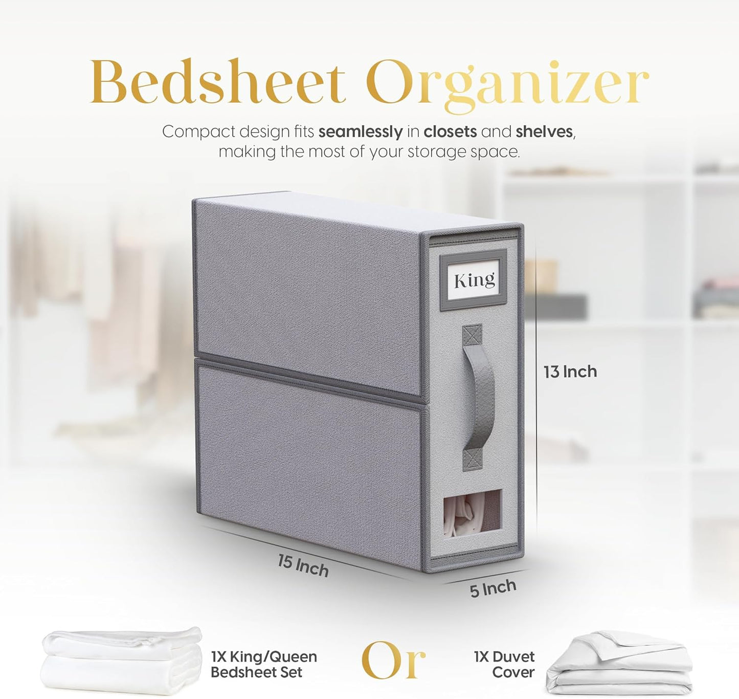 Sheet Organizers and Storage – 4 Pack Bed Sheet Organizer for Queen & King Size, Foldable Linen Closet Storage for Bedding, Duvet Covers, and Pillowcases