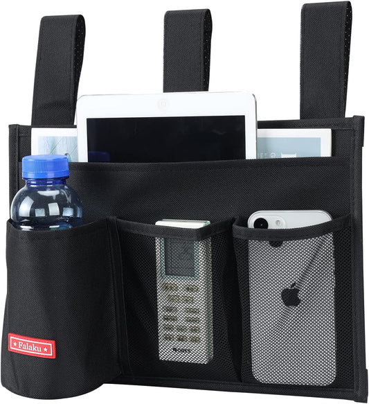 Hanging Bedside Caddy,Bedside Organizer Caddy for Bed Rails(Classic 4 Pockets-Black)