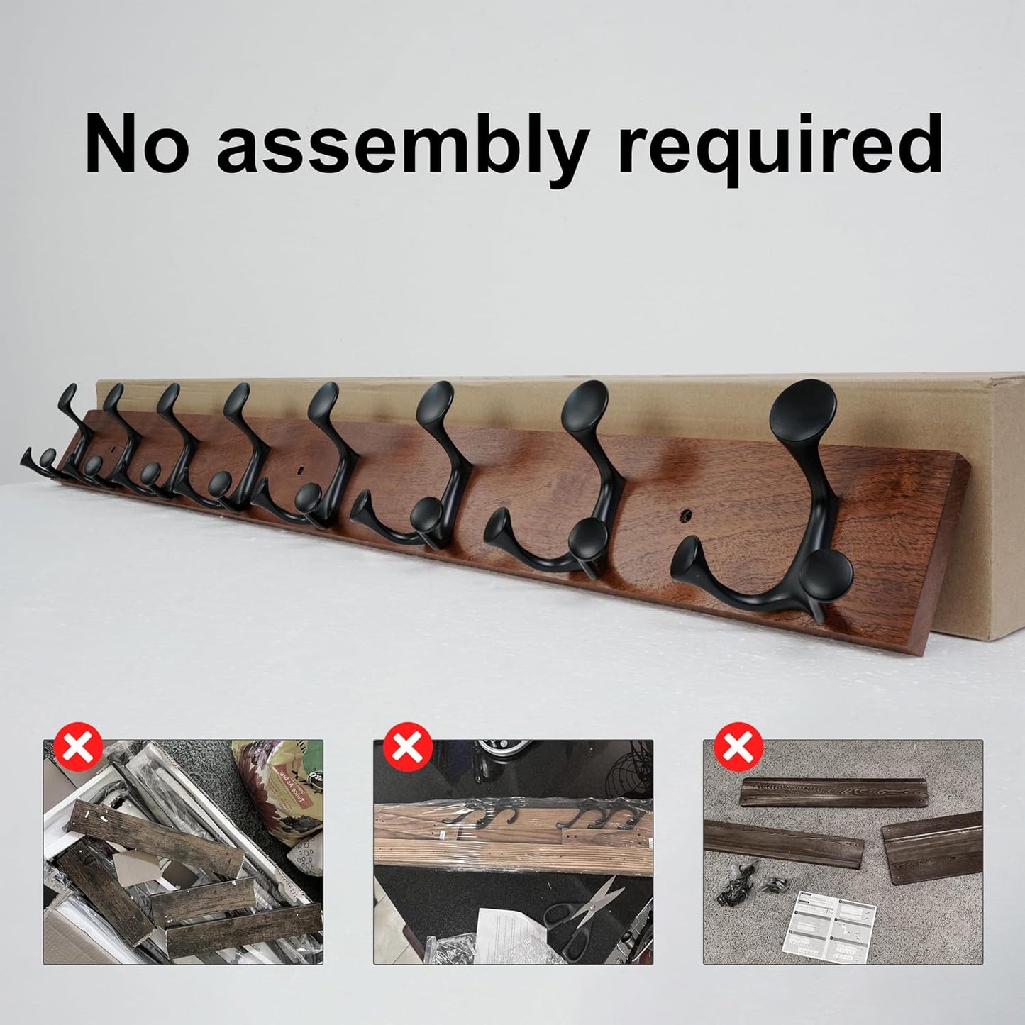 SKOLOO 43-Inch Wood Coat Rack Wall Mount with 8 Triple Hooks - Ideal for Family Entrances, Classrooms, and Pet Supplies Storage - Perfect Coat Hooks for Wall,Mahogany (Sapele)