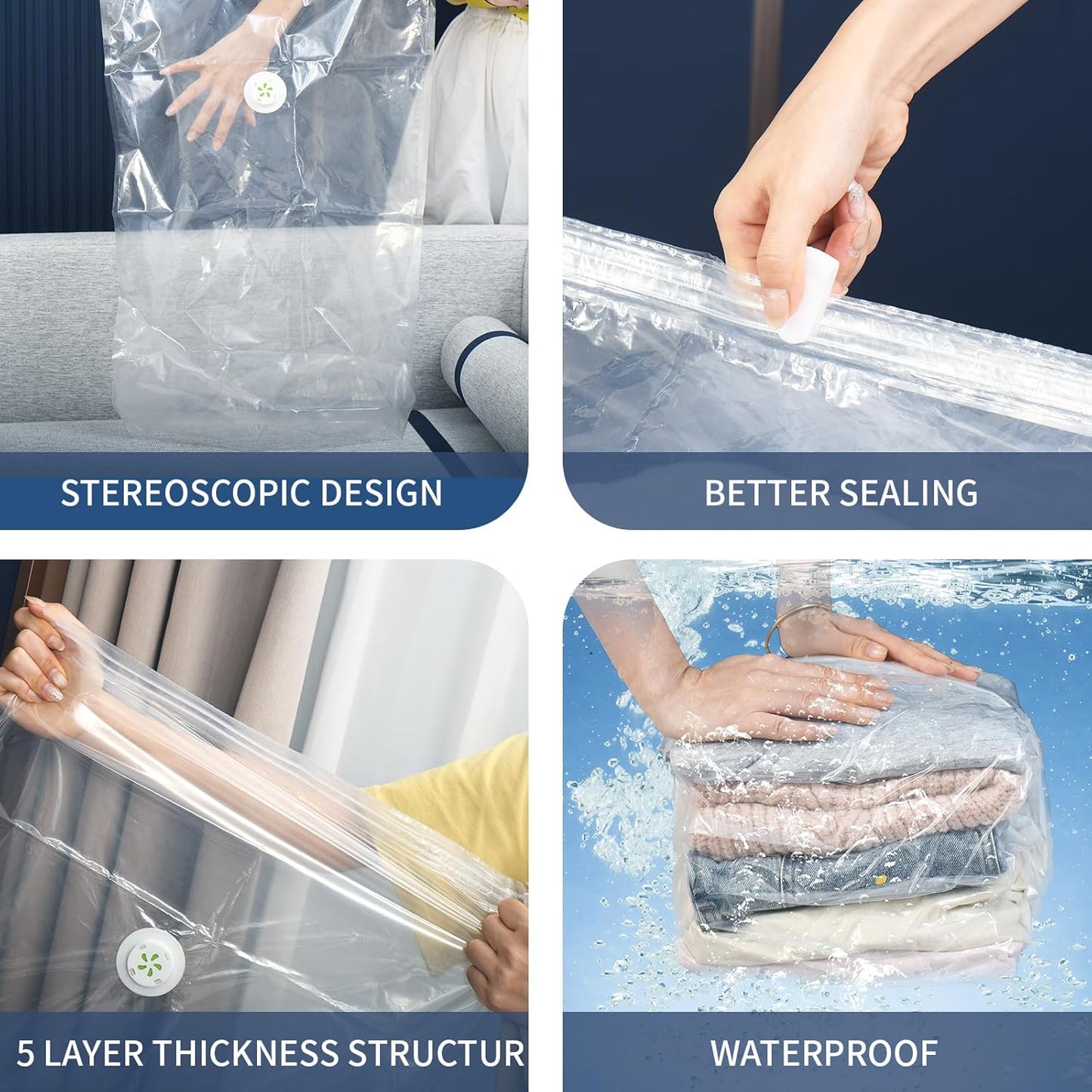 10 Pack Vacuum Storage Bags, Large Cube Bag (19.6 * 27.5 * 11.8 Inch), Large Vacuum Seal Bags for Clothing, Comforters, Blankets, Bedding, Closet Organization Space Saving