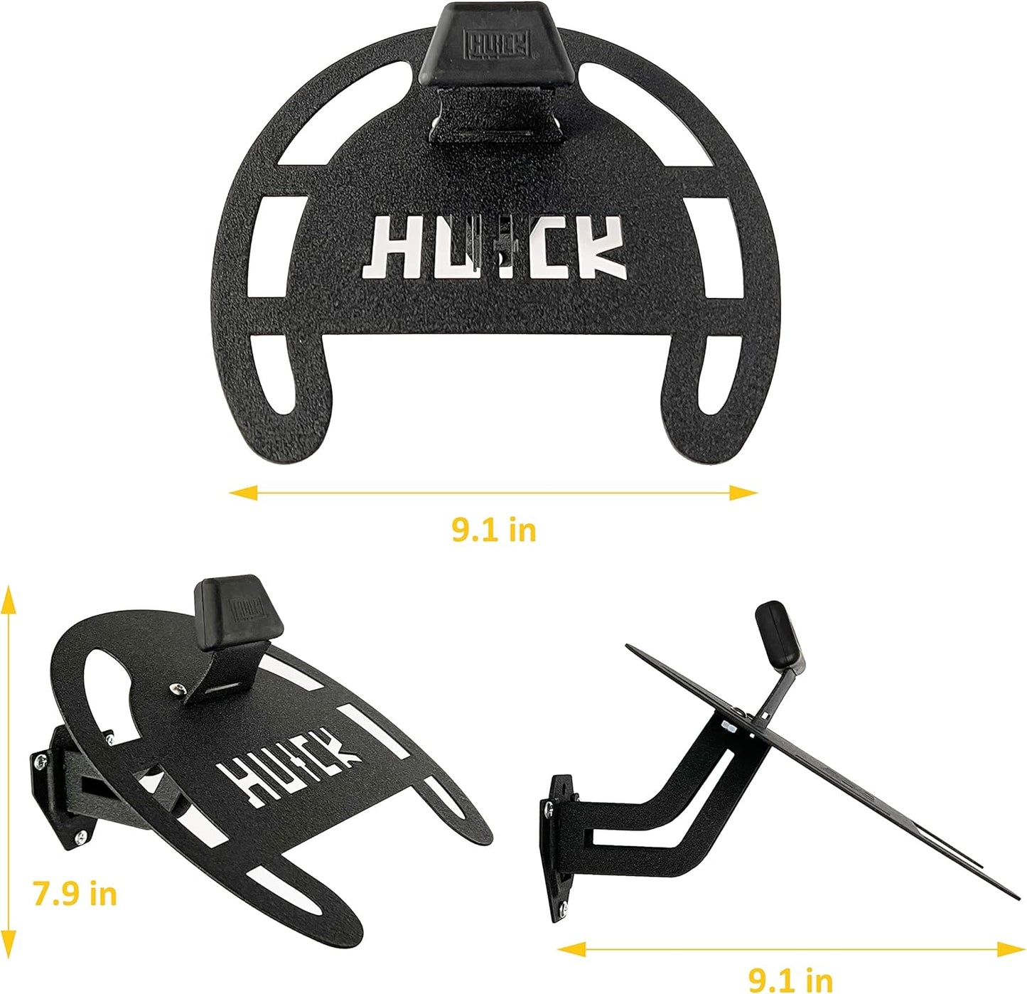 HUCK Helmet Stand Garage Organizer Wall Mount Rack for Motorcycle Helmets, Hats, Coats (Basic, Black)