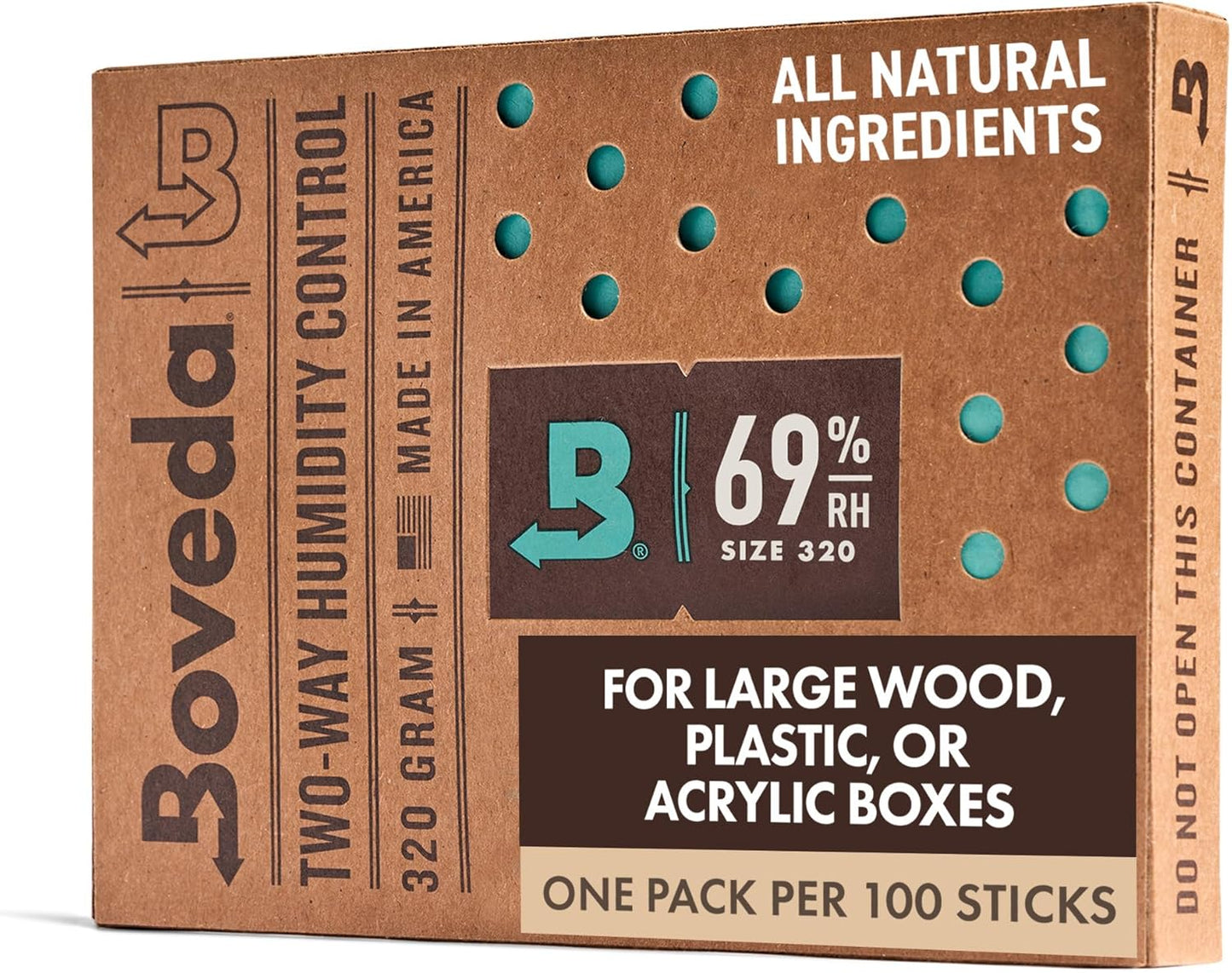 Boveda 69% Two-Way Humidity Control Pack For Large Wood Humidifier Boxes & Plastic or Electric Coolers – Size 320– Single – Moisture Absorber – Humidifier Pack – Individually Wrapped Hydration Packet