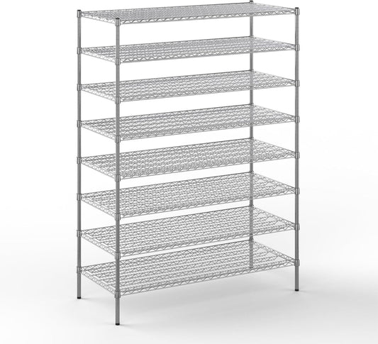 24" Deep x 54" Wide x 74" Height Wire Shelving Kit | 8-Tier | NSF Commercial Storage Rack Unit