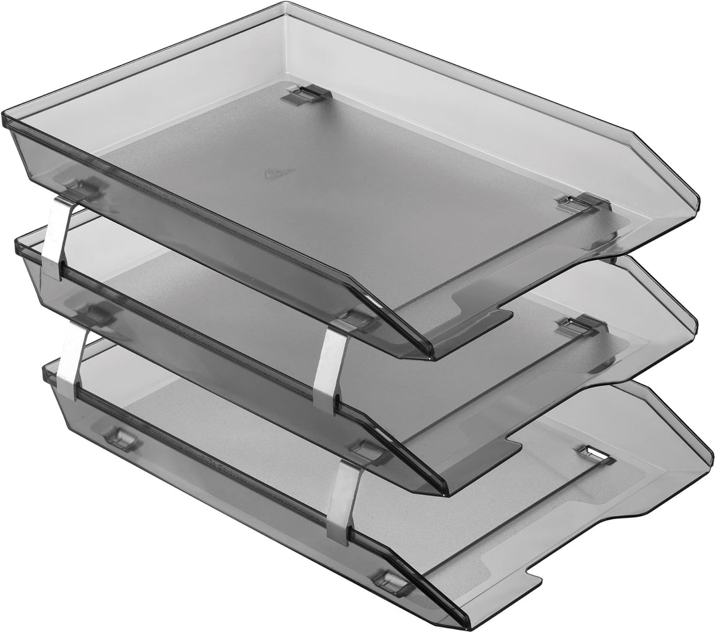 Acrimet Facility 3 Tier Letter Tray, Front Load, Letter Size/A4, Desktop File Organizer, Plastic (Clear Smoke Color)