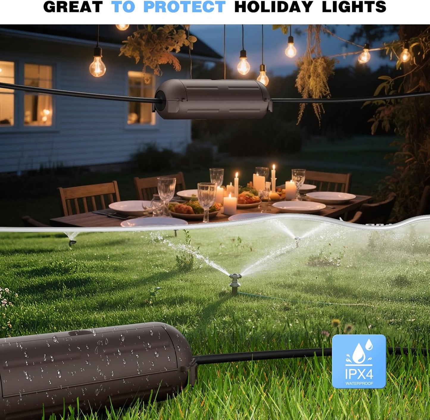 Flemoon [3 Pack] Outdoor Extension Cord Waterproof Cover, Weatherproof Electrical Connection Box for Outdoor Plug, Outlet, Outdoor Outlet, Socket, Halloween, Christmas Holiday Decoration Light, Brown