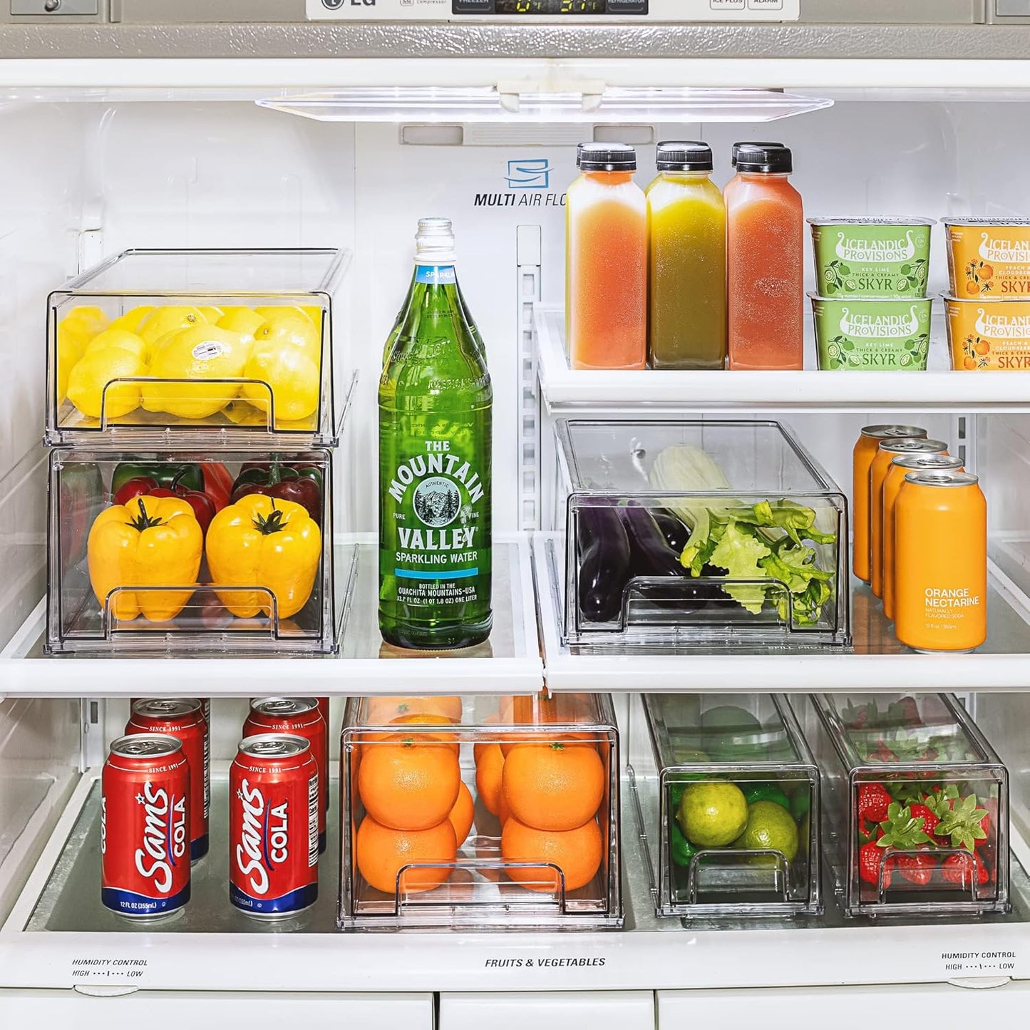 Sorbus Small Wide Clear Storage Drawers (6 Pack) – Stackable Storage Drawers for Pantry, Fridge, or Cabinet – Slide Out Clear Bins with Handles for Organizing