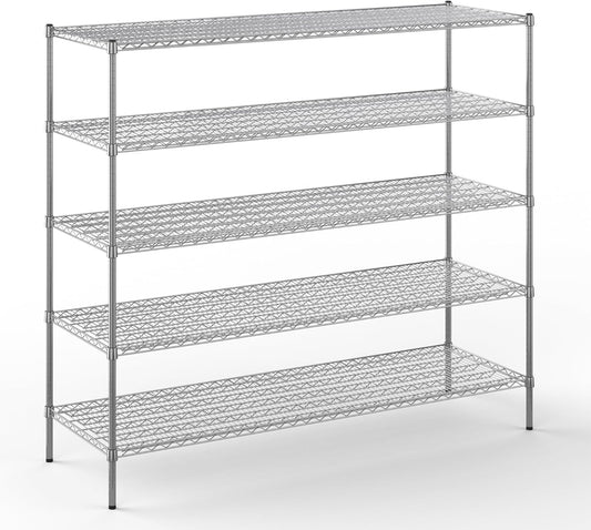 24" Deep x 72" Wide x 64" Height Wire Shelving Kit | 5-Tier | NSF Commercial Storage Rack Unit