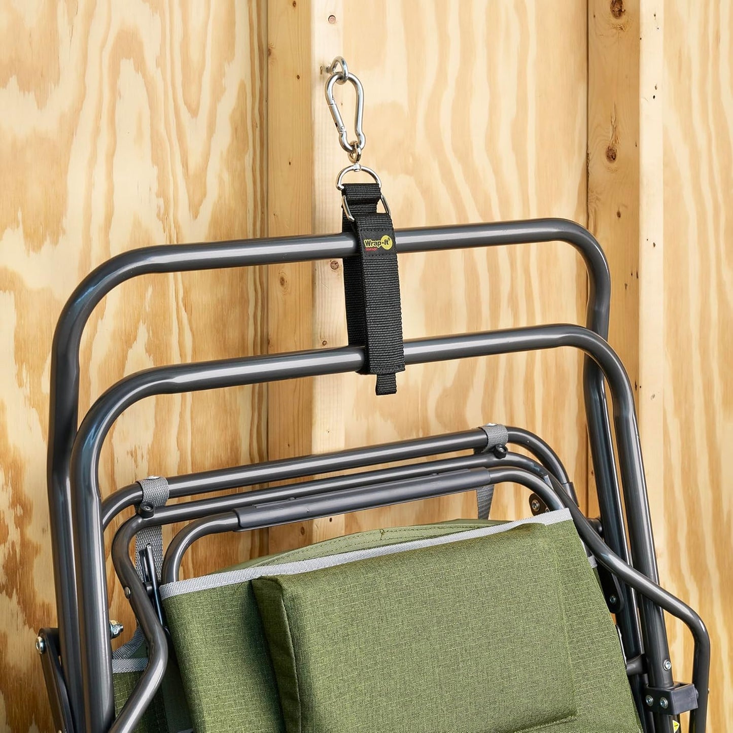 Hook 'n Hang Wrap-It Storage Straps - Assorted 3-Pack Black - Heavy Duty Extension Cord Holder with Hooks for Cord or Garden Hose Storage
