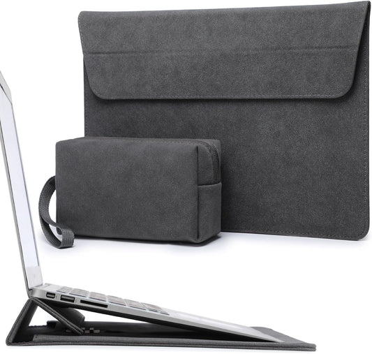 HYZUO 15-16 Inch Laptop Sleeve Bag with Adjustable Stand Feature for MacBook Pro 16 M4/M3/M2/M1 2025-2019, XPS 15, MacBook Pro 15 2015-2012, Case with Pouch, Space Gray