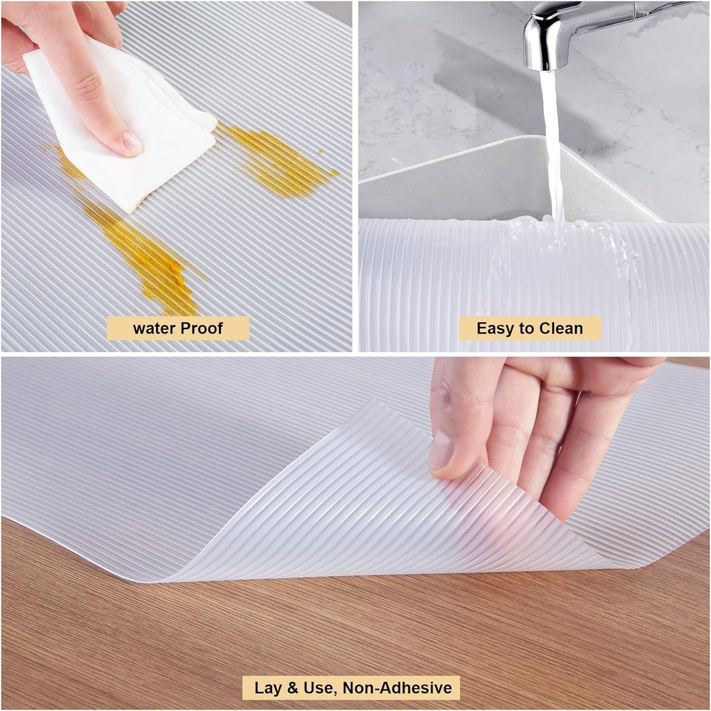2 Rolls Shelf Liners, 16 Inches x 20 FEET Non-Slip Kitchen Cabinet Liner, Washable Oil-Proof Non-Adhesive Contact Paper for Kitchen Drawer, Cabinet, Shelves, Refrigerator, Storage, Desks, coutertops