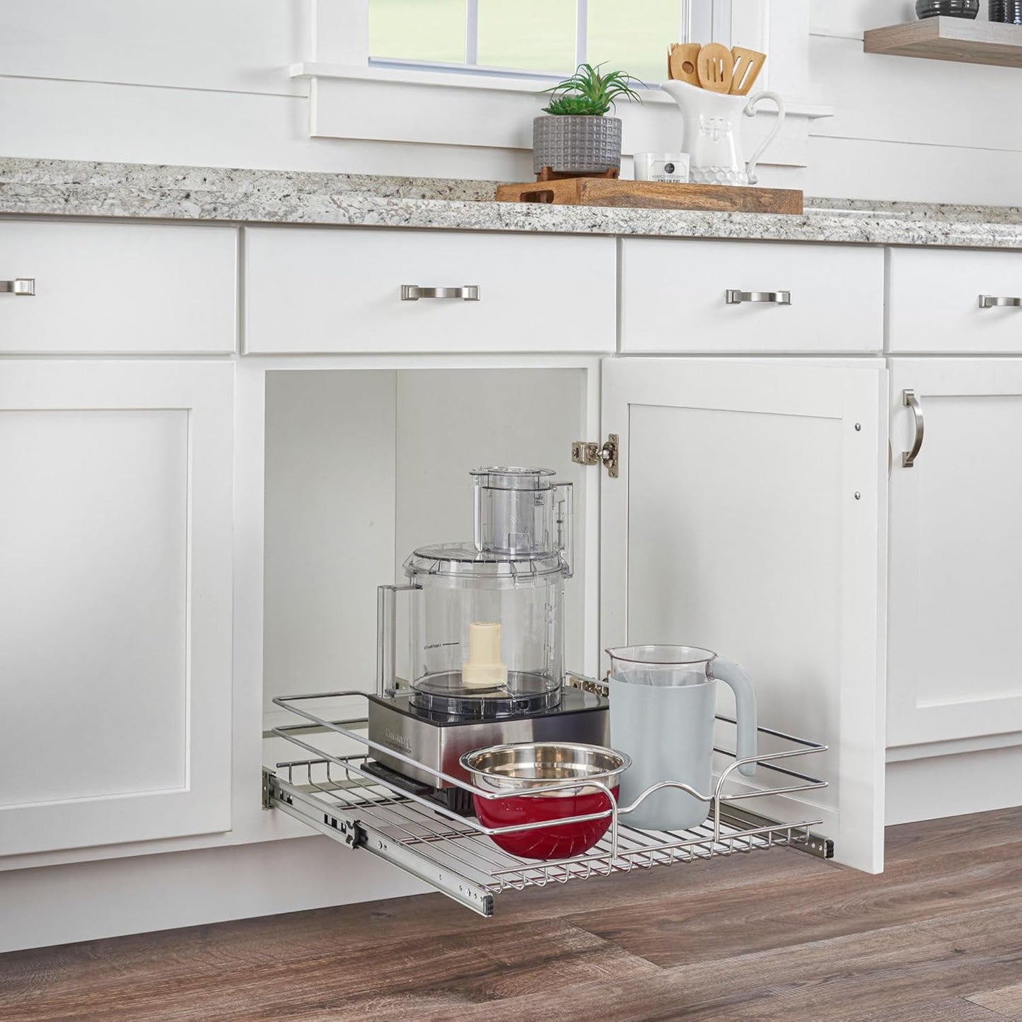 Rev-A-Shelf Kitchen Cabinet Pullout Shelf and Drawer Organizer Slide Out Pantry Storage Basket in Multiple Sizes, 18 x 20 In, 5WB1-1820CR-1