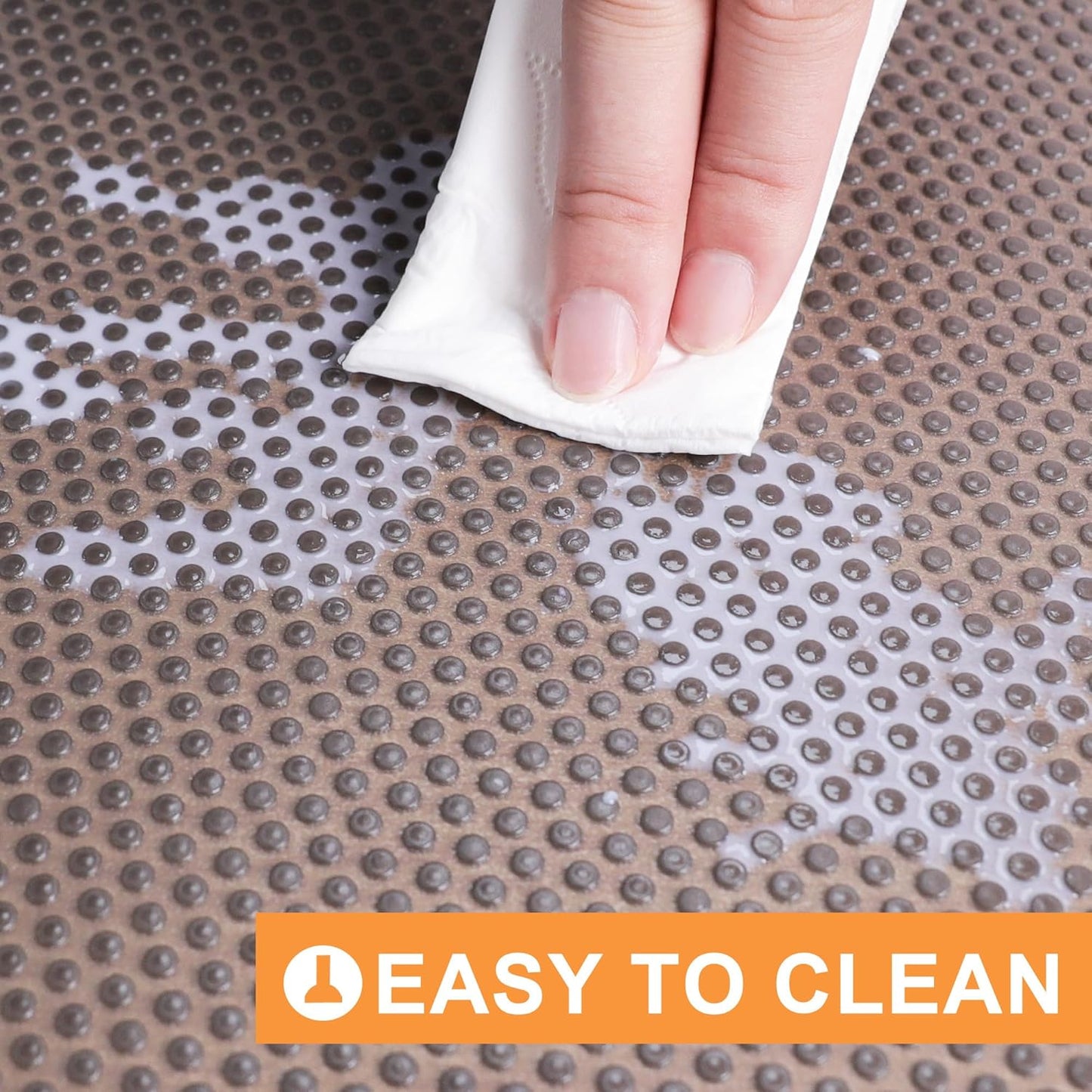 FLPMIX Shelf Liners for Kitchen Cabinets: 16" x 25' Clear Waterproof Drawer Mat - Translucent Grey Non-Adhesive Easy to Cut Refrigerator Liner for Pantry Shelving