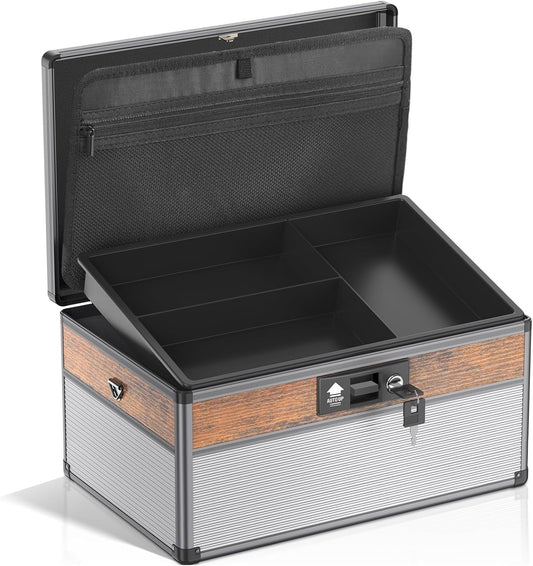 Glosen Medicine Lock Box,locking medicine box, Security Lock Boxes【Extra Large16*10 * 7.5 Inch】 lock box, First Aid Key Safe Box,Lock Box for Medication