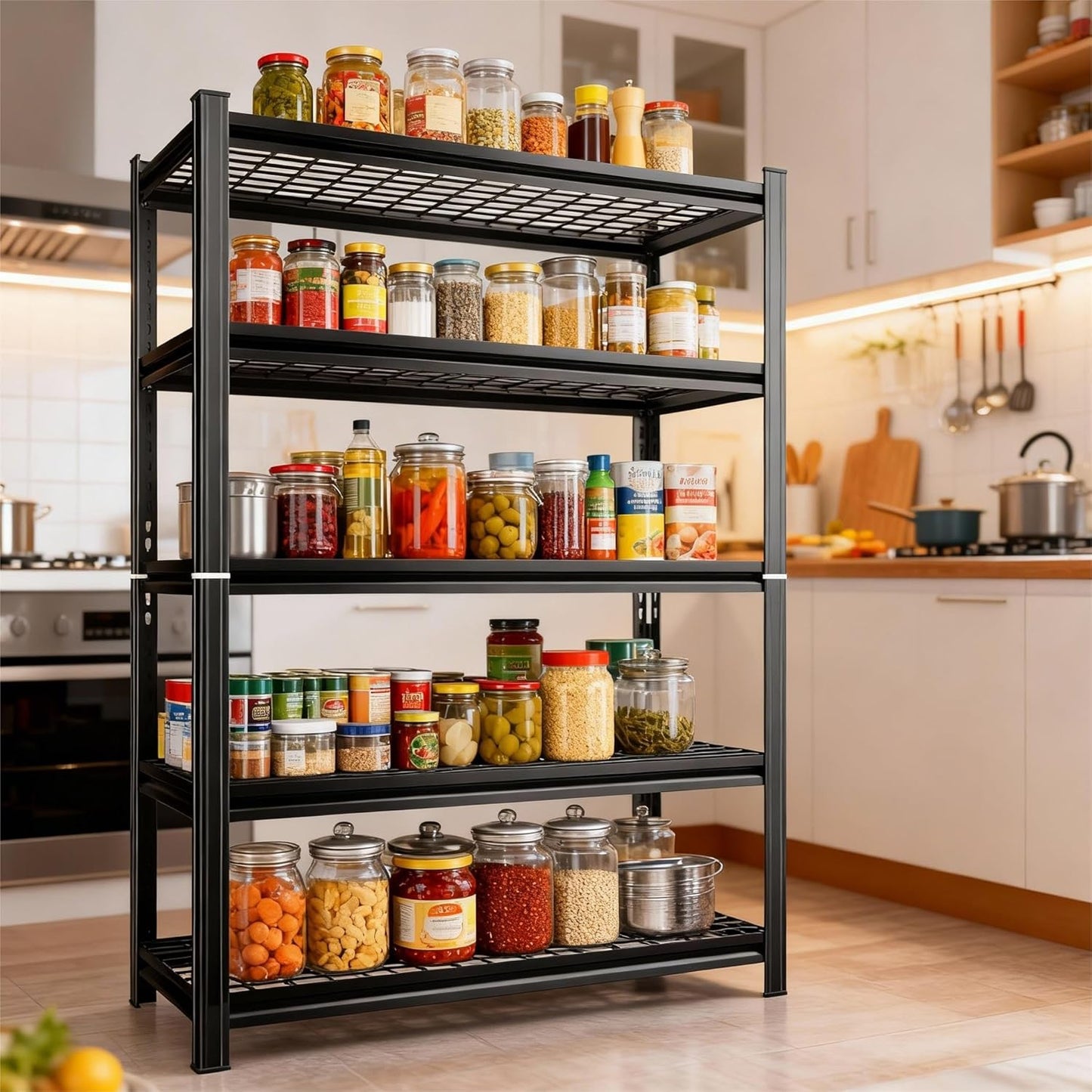 47''W Wire Garage Metal Shelving, 3000 Lbs Heavy-Duty Garage Storage Shelves, 5-Tier Adjustable Reinforced Shelves for Laundry Rooms, Basements, Kitchens&Outdoor (47''W*24''D*71''H)