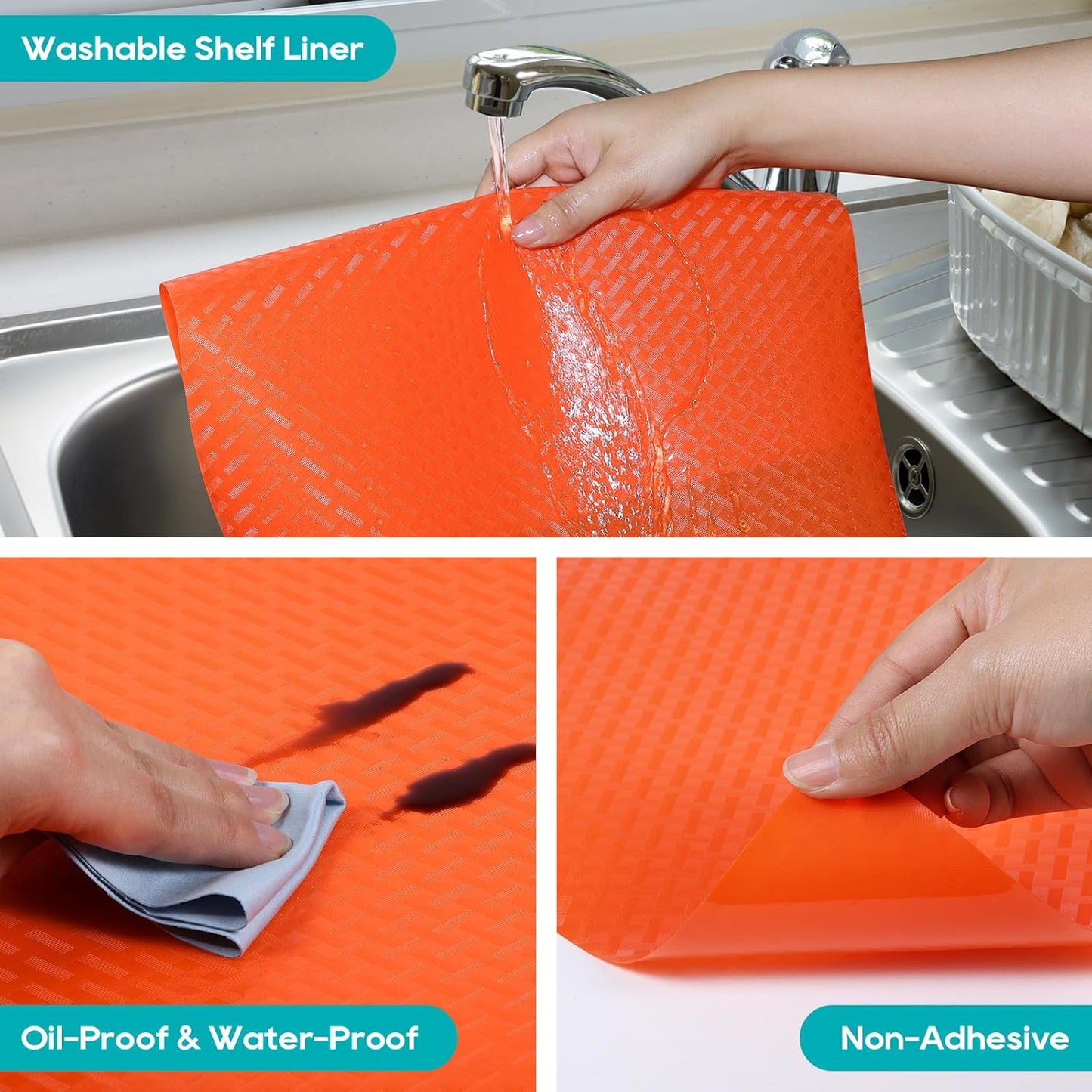 Red Fridge Liners Shelf Liner for Kitchen Cabinets Refrigerator Liners Waterproof & Oil-Proof Kitchen Cupboard Liner Non Adhesive Drawer Mats EVA Material for Shelves 11.8 x 236.2 Inches