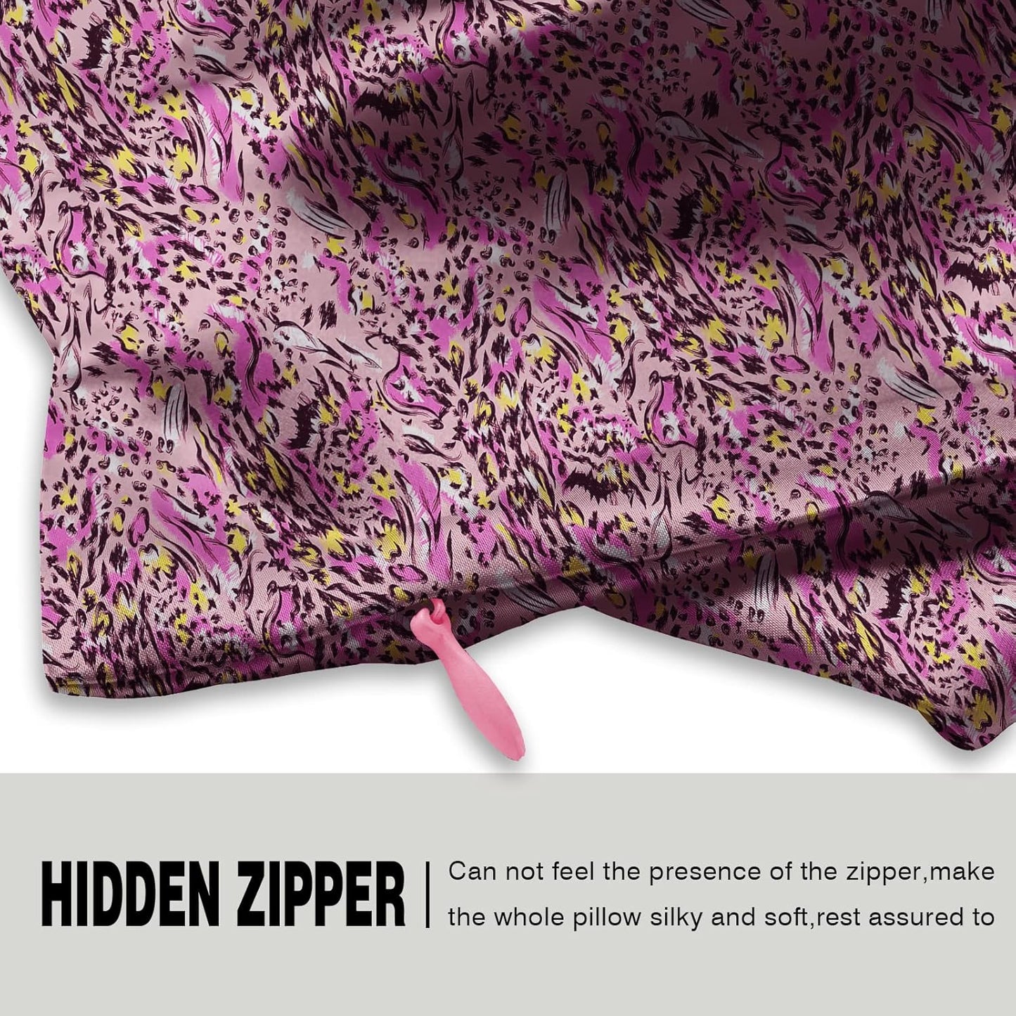 Mulberry Silk Pillowcase for Hair and Skin Queen Size Leopard Print Silk Pillow Cases with Zipper Soft Breathable Smooth Cooling Silk Pillow Covers for Sleeping (Pink Paint,20"X 30",1Pcs)