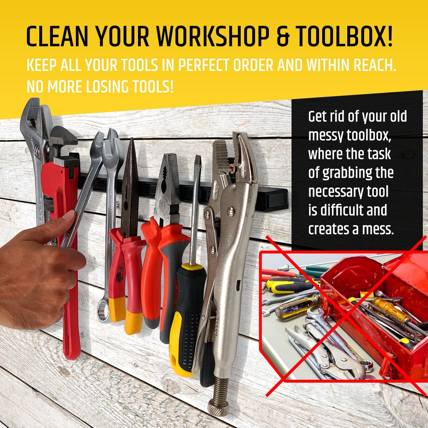 17" Heavy-Duty Magnetic Tool Holder (Upgraded Version) - Extremely Powerful Magnetic Pull Force to Hold Heavy Tools - Professional Space-Saving Magnetic Bar - Tool Organizer Rack/Strip