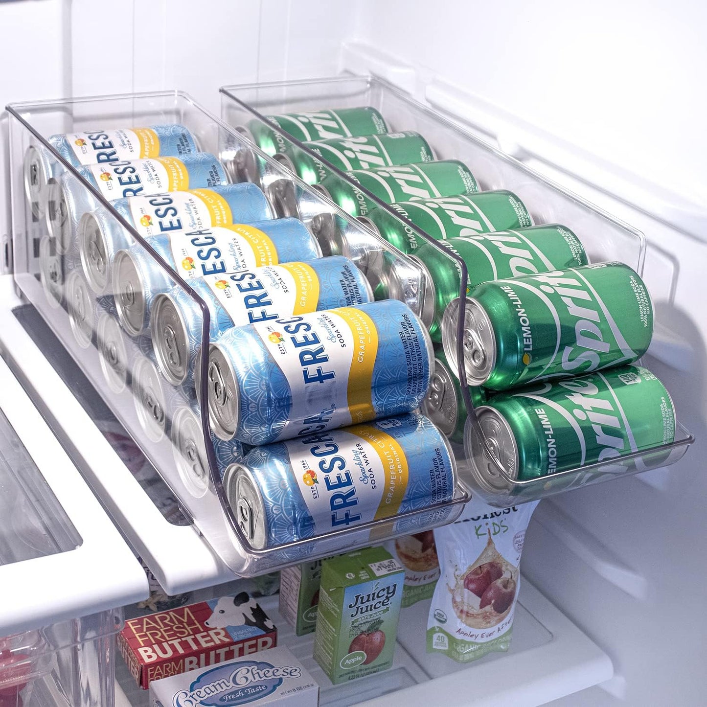 Sorbus Can Dispenser for Refrigerator - 12 Can Fridge organizer Rotation System Rack - Clear Soda Can Organizer for Refrigerator, Freezer & Pantry - Great for Kitchen Organization & Storage (2-Pack)