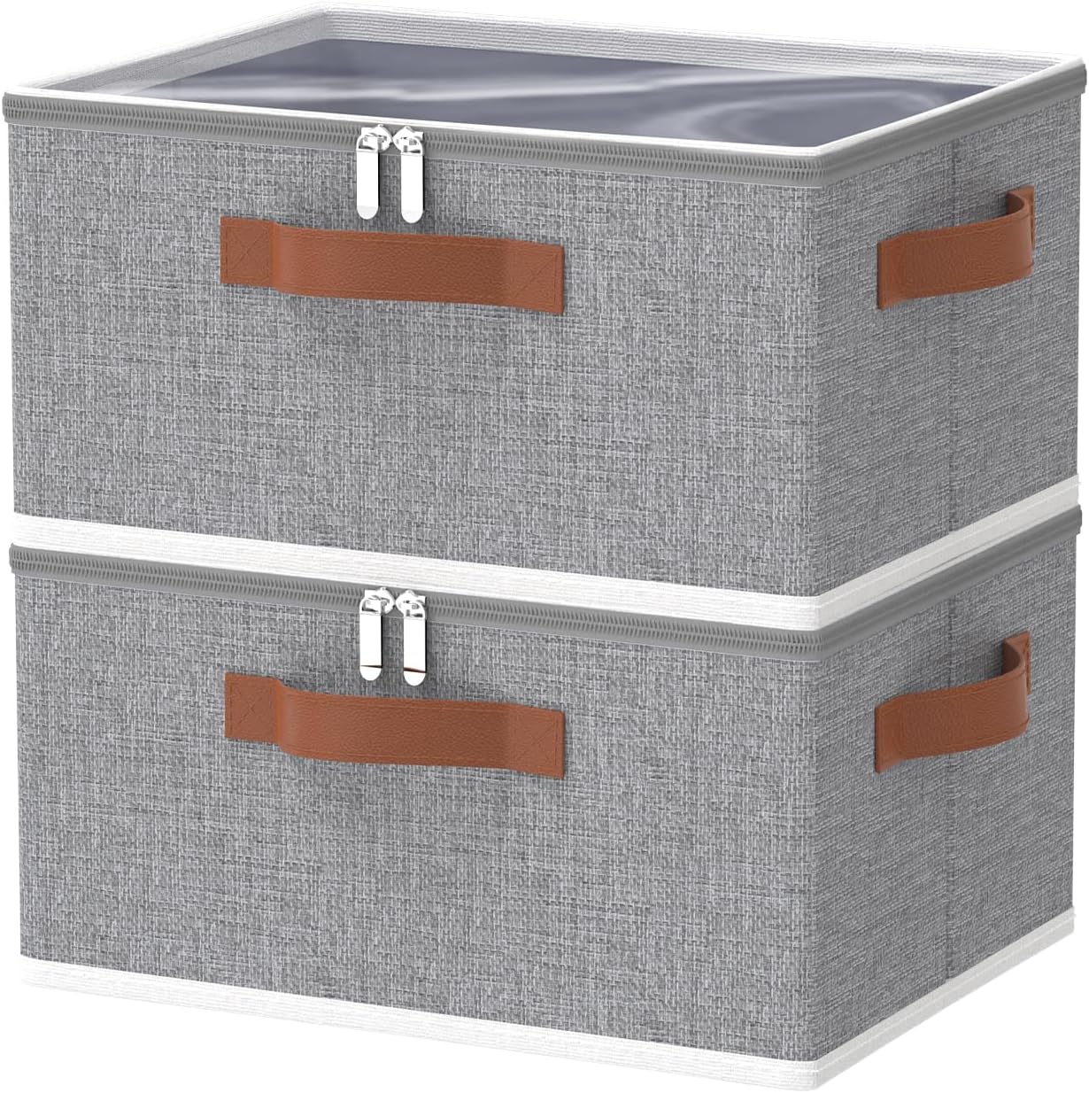 OUTBROS Clothes Storage Boxes with Lid, Large Foldable Bags, Wardrobe Organiser with Handle and Zipper, Used for storing blankets, pillows, 15.7 x 11.8 x 7.9 inch, 2-Pack